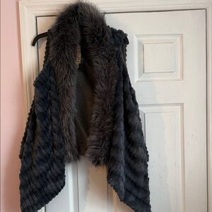 Elegant blue & gray Faux Fur Vest new with tags